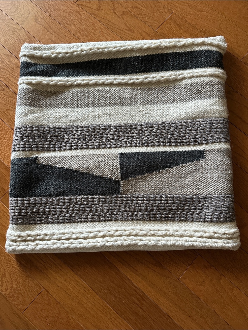 Neutral Geometric Knit Pillow cover- Cream, Gray, Black